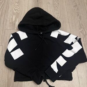 IVY PARK Black Hoodie with White Sleeve Accent